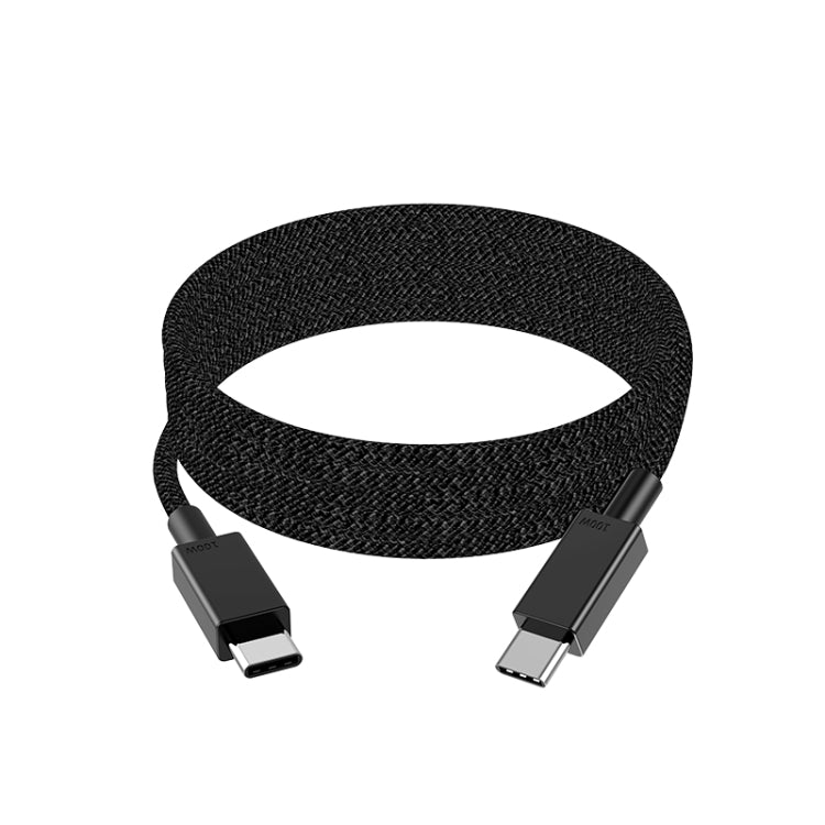 Black braided USB-C to USB-C charging cable with two USB-C connector ends