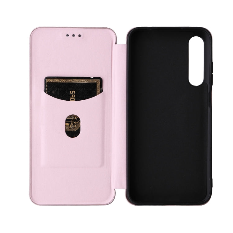 Pink magnetic flip phone case open, showing card slot and inner lining