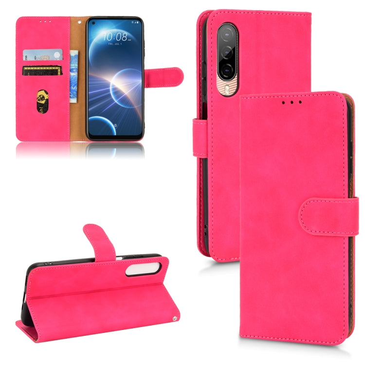 Rose red magnetic flip leather phone case with card slots and folio stand