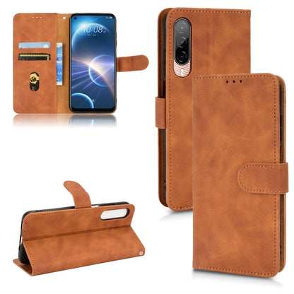 Brown magnetic flip leather phone case with card slots and flip cover