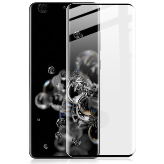Tempered glass screen protector film covering smartphone front, clear curved fit