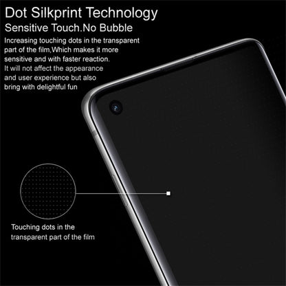 Tempered glass screen protector with dot-pattern edge detail on smartphone back