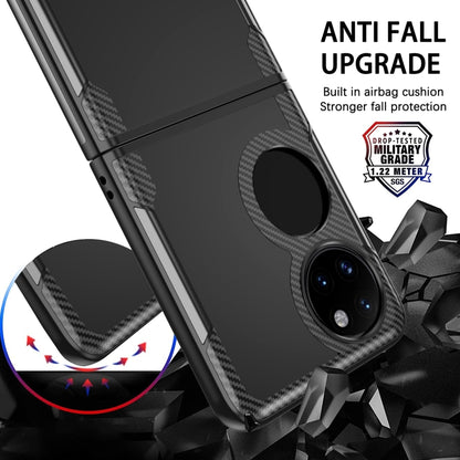 Black carbon-fiber TPU phone case with ring-style camera opening and drop-protect edges