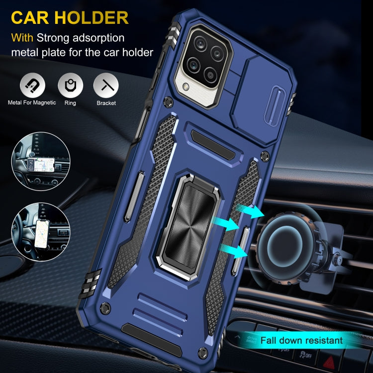 Navy blue rugged phone case with metal plate car holder support and kickstand