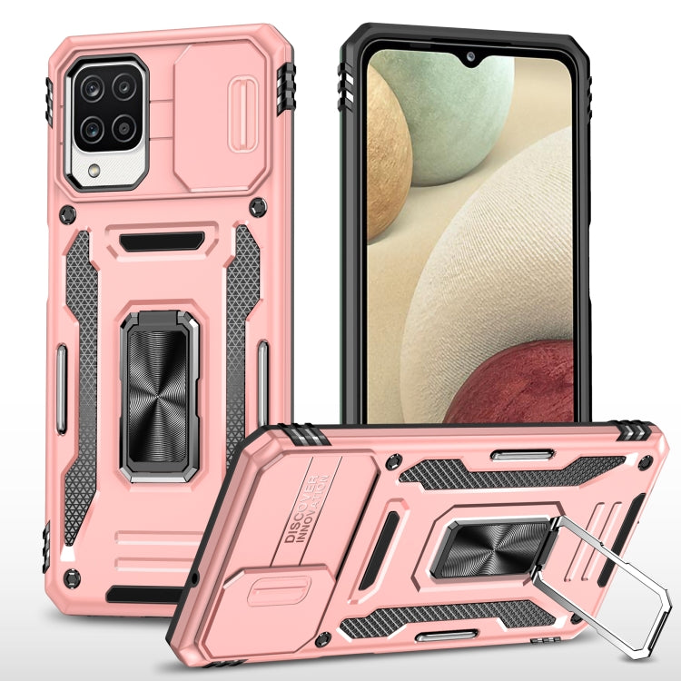 Rugged phone case with TPU camera shield and kickstand, rose