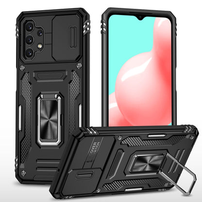 Rugged phone case with TPU camera shield and kickstand, black