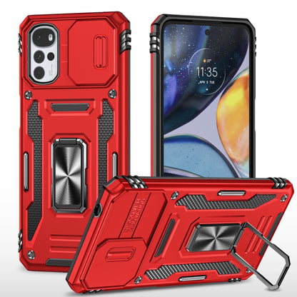Rugged phone case with camera shield, red, kickstand support and armor design