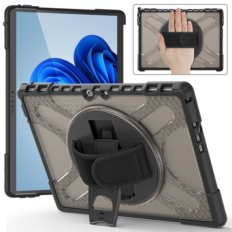Tablet case with hand strap and stand, textured clear/gray cover, for Surface Pro 8