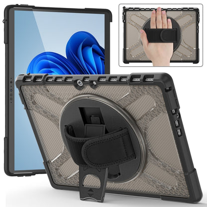 Tablet case with hand strap and stand, textured clear/gray cover, for Surface Pro 8