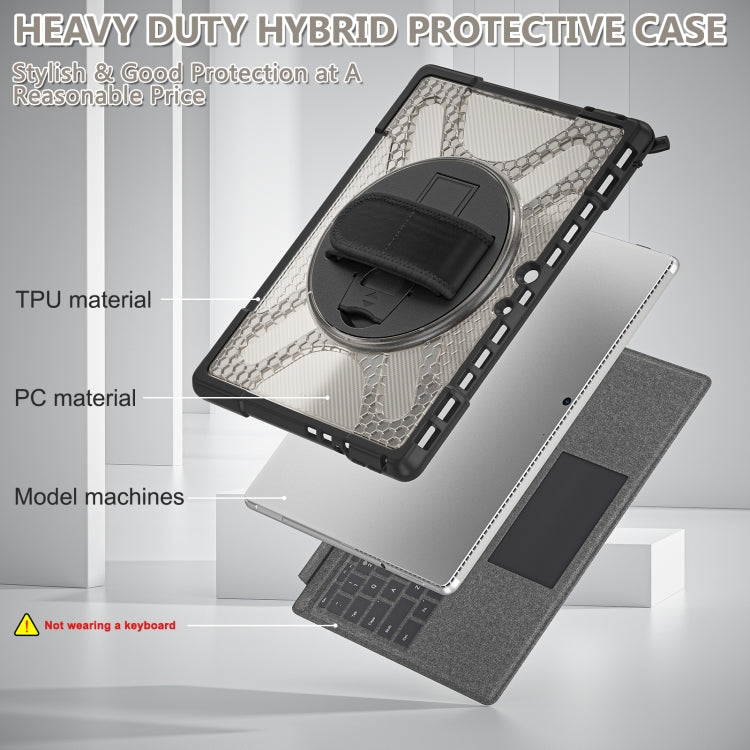 Tablet case with kickstand and hand strap, hybrid TPU/PC protection, textured beige