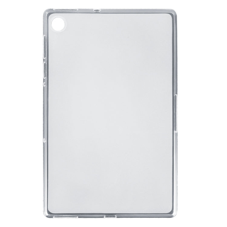 Transparent TPU tablet case with top-left camera opening and full back coverage