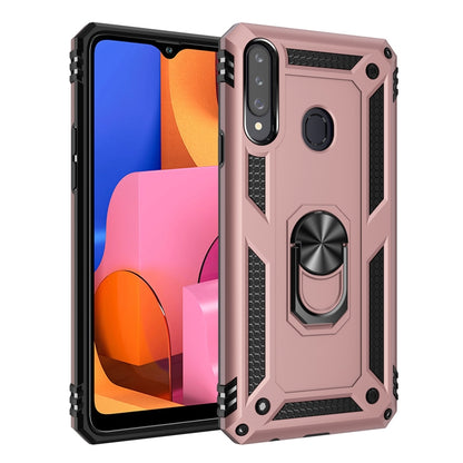 Pink shockproof rugged phone case with 360° rotating ring holder and camera cover