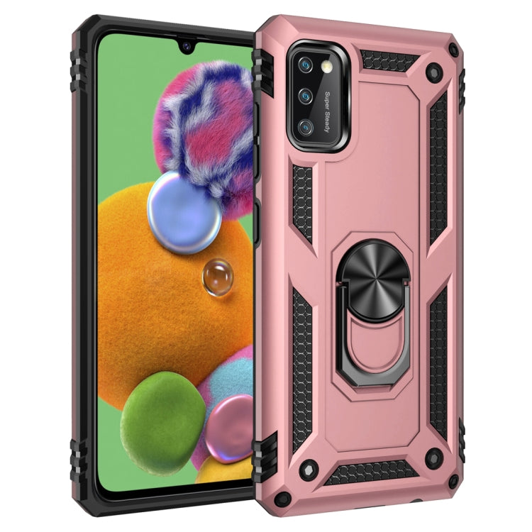 Pink shockproof phone case with raised edges and 360° rotating holder