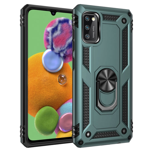 Green rugged protective phone case with rotating ring holder and textured side grips