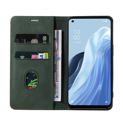 Green magnetic leather folio phone case with wrist strap and interior card slots