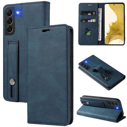 Magnetic leather phone wallet case with flip cover, card slots, and stand; teal blue.