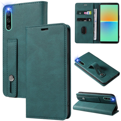 Magnetic leather phone wallet case, teal green with card slots and flip cover