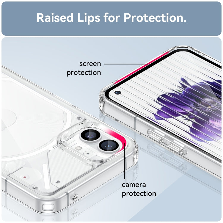 Transparent TPU phone case with purple abstract edge and raised camera and screen protection