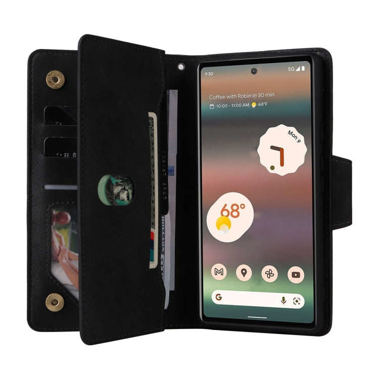 Black wallet-style leather phone case with three card slots and front window