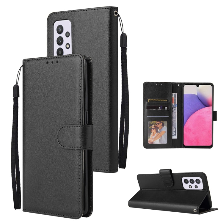Black leather folio phone case with card slots and wrist strap