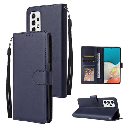 Dark navy leather wallet phone case with 3 card slots and folio stand