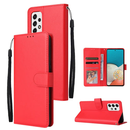 Red leather wallet phone case with 3 card slots and folio stand