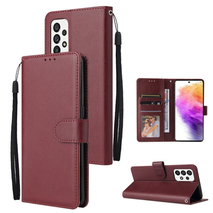 Burgundy leather-style wallet phone case with 3 card slots, flip stand, wrist strap