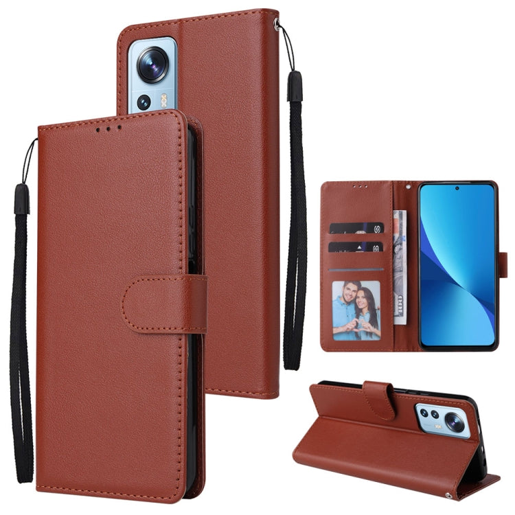 Brown leather-style wallet phone case with 3 card slots, flip stand, wrist strap