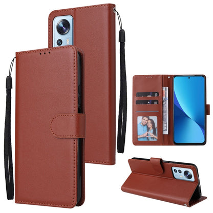 Brown leather-style wallet phone case with 3 card slots, flip stand, wrist strap