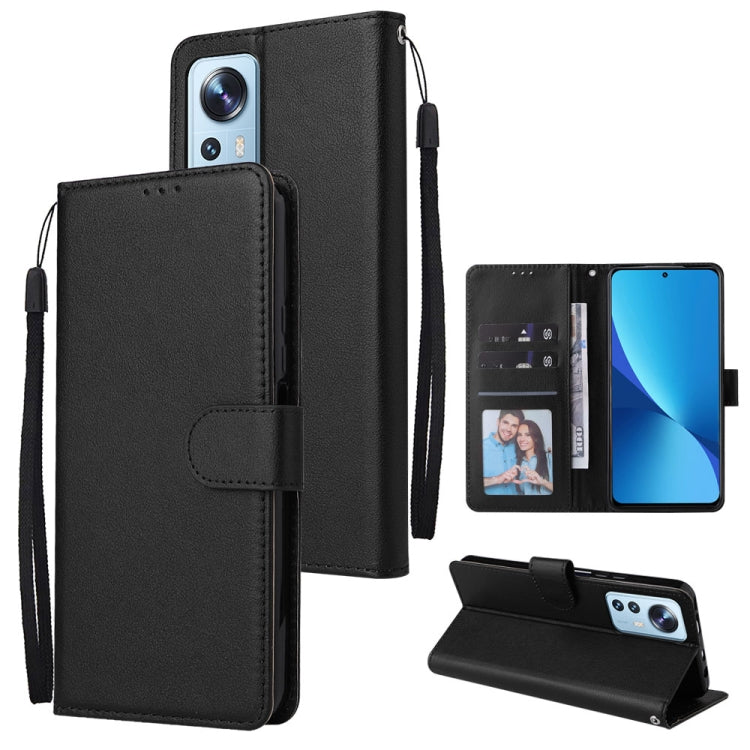 Black leather-style wallet phone case with 3 card slots, flip stand, wrist strap