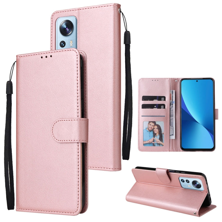 Rose-pink leather-style wallet phone case with 3 card slots, flip stand, wrist strap