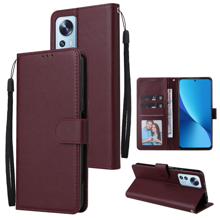 Maroon leather-style wallet phone case with 3 card slots, flip stand, wrist strap