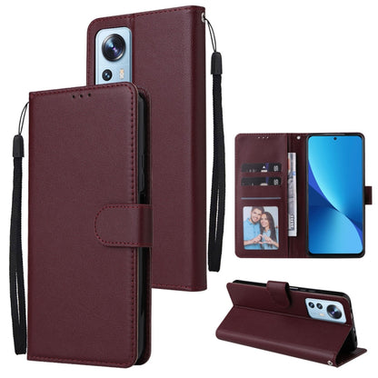 Maroon leather-style wallet phone case with 3 card slots, flip stand, wrist strap