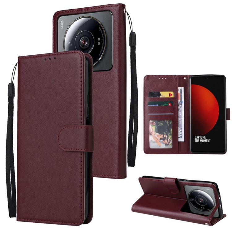 Burgundy leather wallet phone case with 3 card slots, folio cover and wrist strap