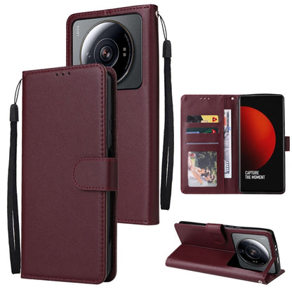 Burgundy leather wallet phone case with 3 card slots, folio cover and wrist strap