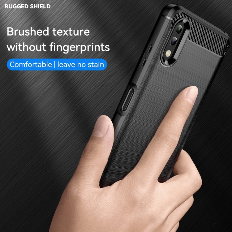 Black brushed texture TPU phone case with carbon-fiber corner trim