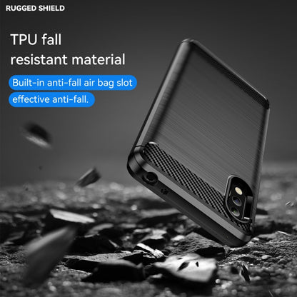 Black TPU phone case with brushed texture back and carbon-fiber side bumper
