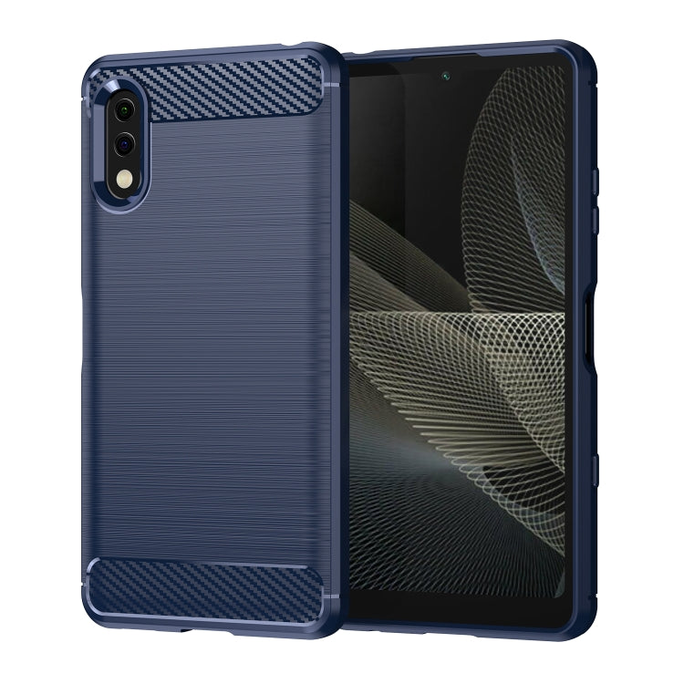 Navy carbon fiber TPU phone case with brushed back and camera cutout