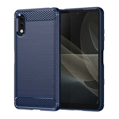 Navy carbon fiber TPU phone case with brushed back and camera cutout