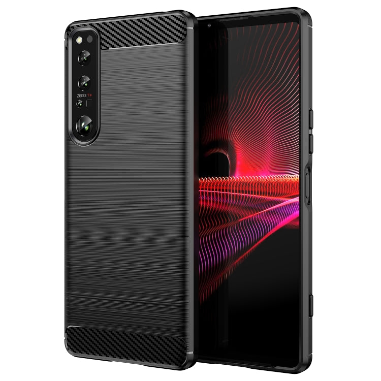 Black brushed texture TPU phone case with carbon-fiber corner panels