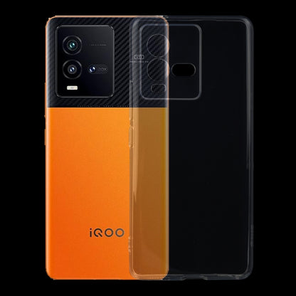 Clear TPU phone case on an orange phone, with camera and button cutouts visible.
