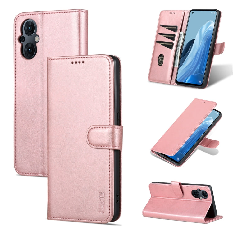 Rose gold flip leather phone case with stitched wallet flap and camera cutout