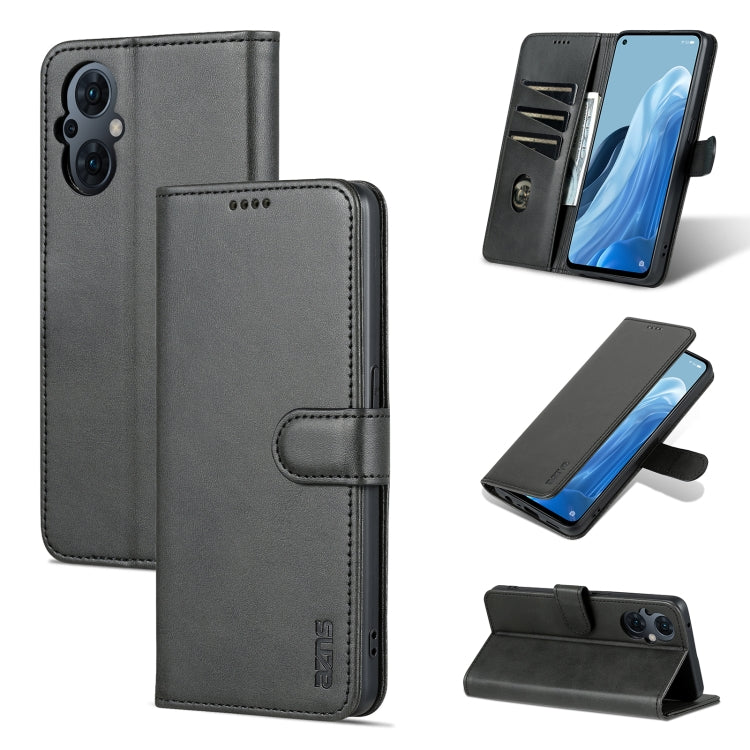 Dark gray flip leather phone case with folio kickstand and camera opening