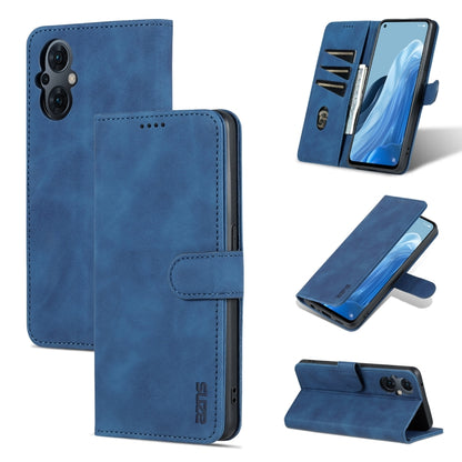 Blue flip leather phone case with card wallet flap and camera cutouts