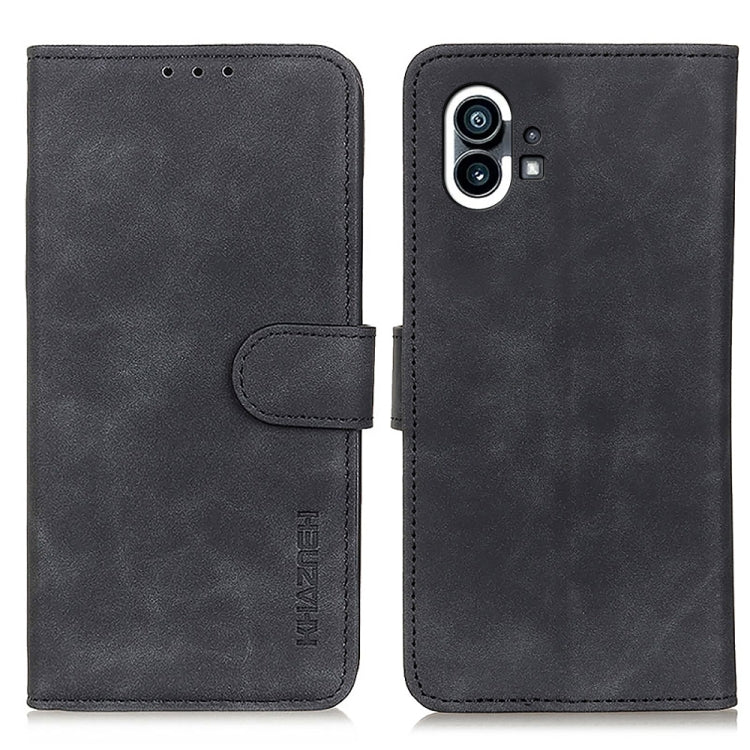 Retro texture leather phone case, black folio with camera cutout and side buttons