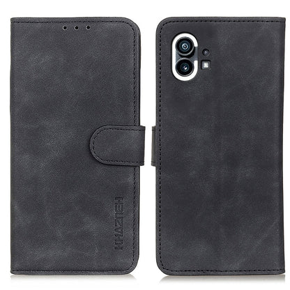 Retro texture leather phone case, black folio with camera cutout and side buttons