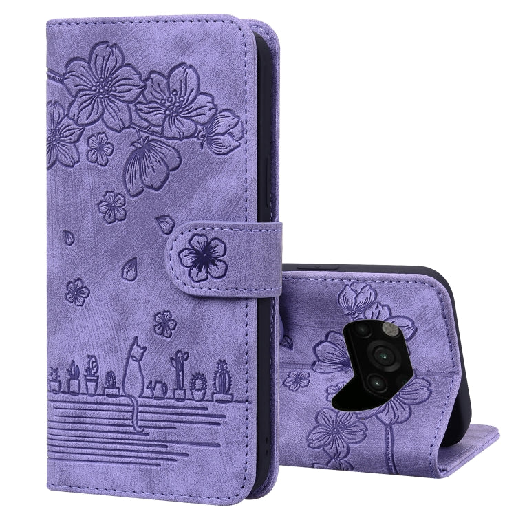 Lavender embossed floral flip phone case with strap, card holder, and kickstand