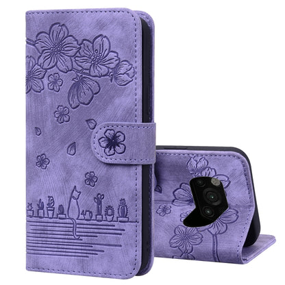 Lavender embossed floral flip phone case with strap, card holder, and kickstand