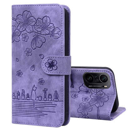Lavender embossed floral flip phone case, stand open, with camera cutout