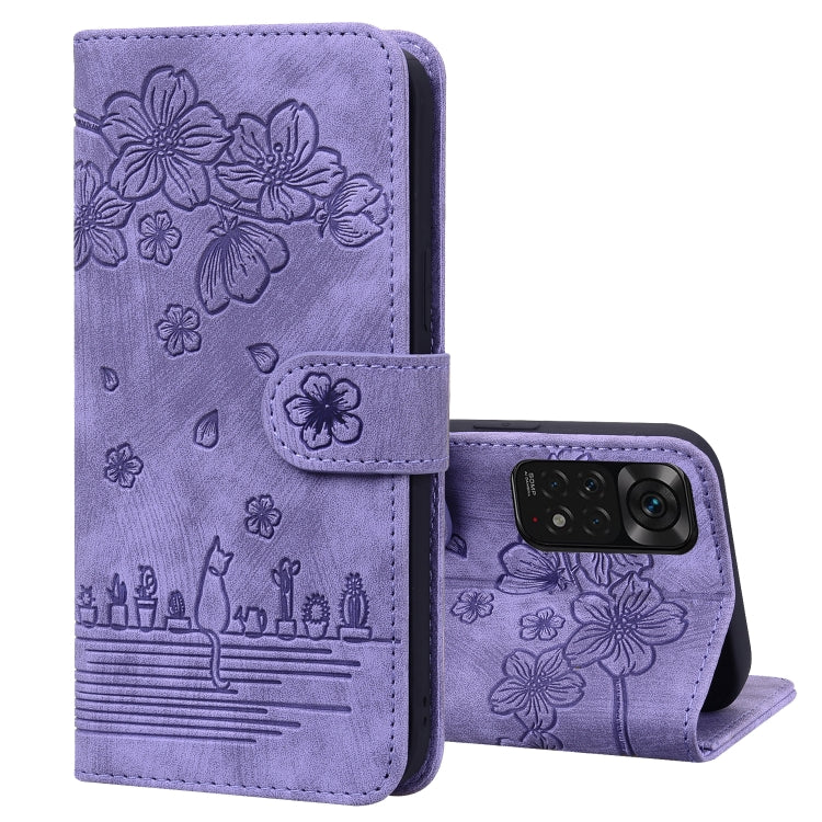 Lavender embossed floral flip phone case with magnetic strap and kickstand